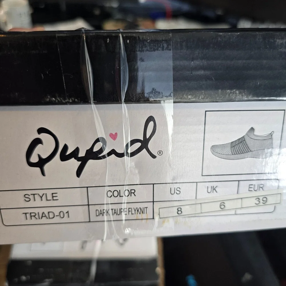 Qupid Triad-01 Dark Taupe Flyknit Slip On Comfort Casual Shoes‎ Women's Size 8